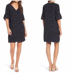 Madewell Black Polka Dot Flutter Sleeve Dress Sz 6